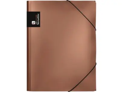 Mapa tříklopá s gumou Metallic měděná