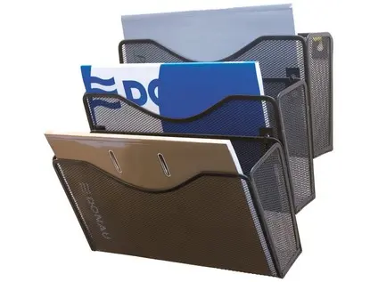 Odkladač nástěnný Office Set A4, 3 přihrádky, kovový černý