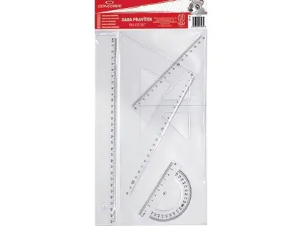 Sada pravítko, 2 trojúhelníky, úhloměr