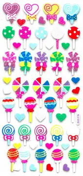 Samolepky pěnové glitterové 20 lízátka