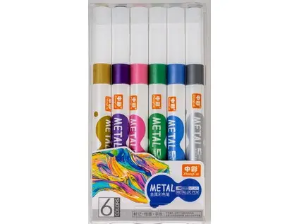 Popisovač štětcový Metal 6 barev