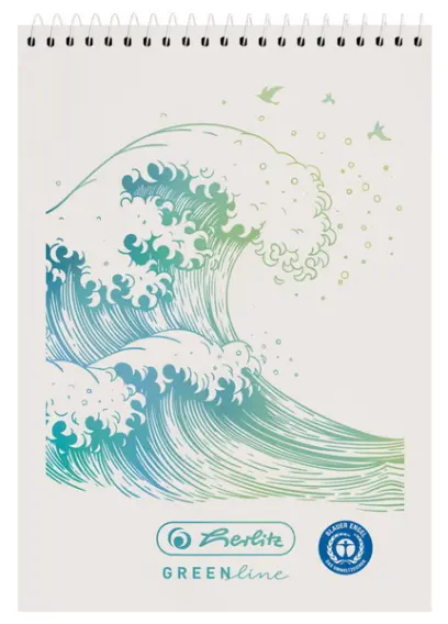 Blok spirálový GREENline vlna A7 čtverečkovaný 50 listů