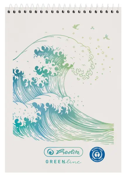 Blok spirálový GREENline vlna A7 čtverečkovaný 50 listů