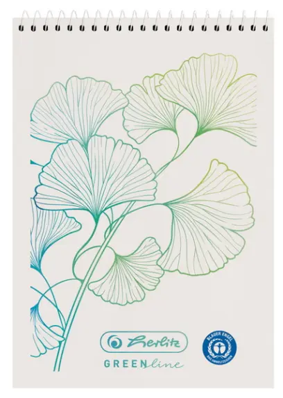 Blok spirálový GREENline ginkgo A7 čtverečkovaný 50 listů