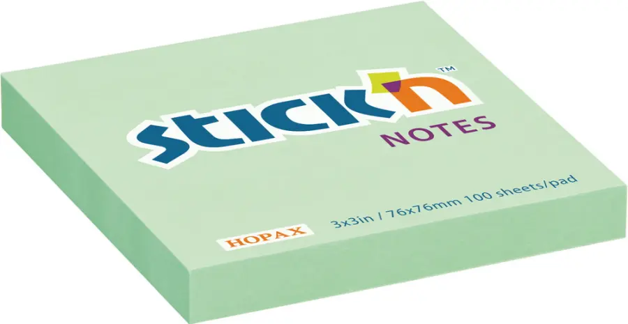 Samolepicí bloček barevný pastel zelený 76x76mm 100ks