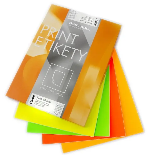 Etikety samolepicí kolečka fluorescenční žluté 100ks