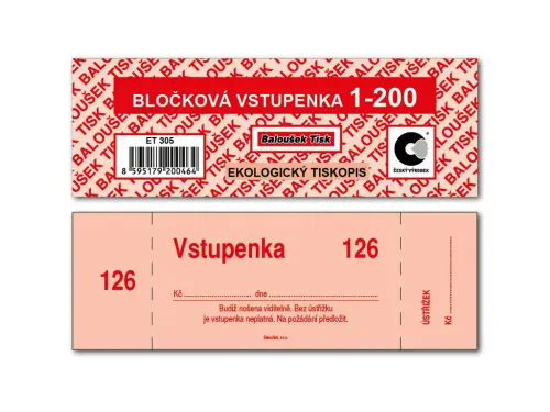 Vstupenka bločková 1-200