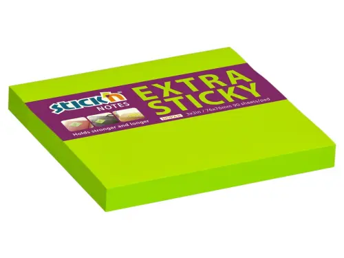 Blok samolepicí 76x76 silně lepicí neon zelený