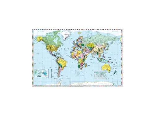 Mapa Světa - politická s vlajkami 130 x 100 cm