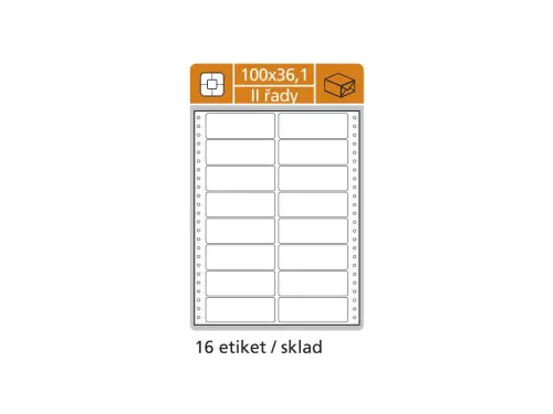 Etikety tabelační 100x36,1 mm 2 sloupce, 25 archů 400 etiket 8 řad