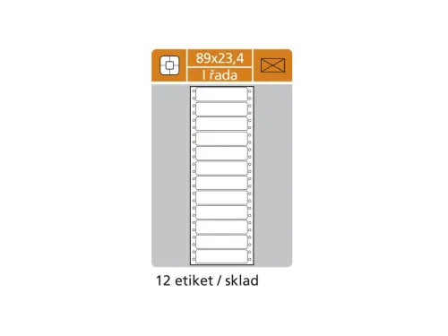 Etikety tabelační 89x23,4 mm 1 sloupec, 25 archů, 300 etiket