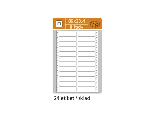 Etikety tabelační 89x23,4 mm 2 sloupce, 25 archů, 600 etiket