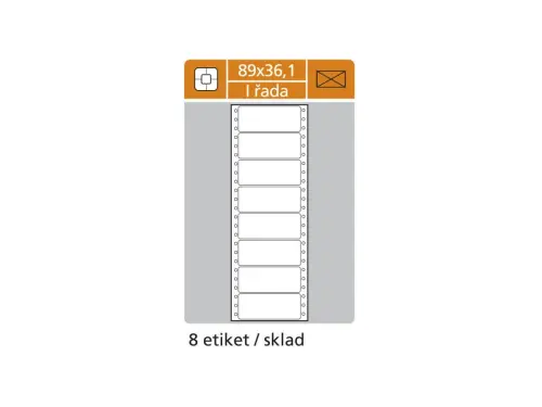 Etikety tabelační 89x36,1 mm 1 sloupec, 25 archů, 200 etiket, 8 řad