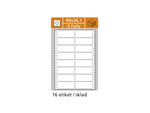 Etikety tabelační 89x36,1 mm 2 sloupce, 25 archů, 400 etiket, 8 řad