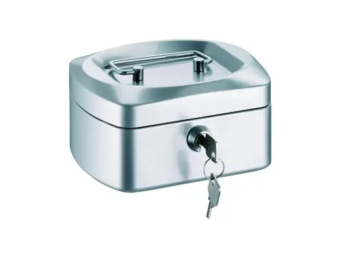 Pokladna kovová 205x160x85 mm stříbrná