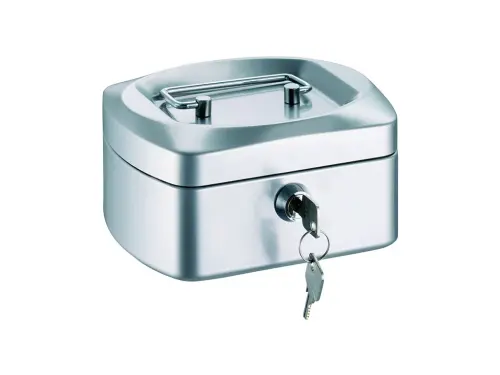 Pokladna kovová 255x200x90 mm stříbrná