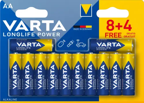 Baterie alkalické Varta Longlife Power LR06-AA (1,5 V) 12ks