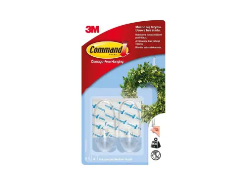 Háčky Command 2 ks nosnost 0,9 kg průhledné