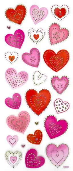 Samolepky papírové glitterové DPNB-105 srdce DP