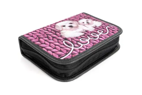 Penál se 2 klopami Love 2 růžový