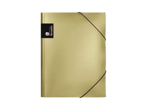 Mapa tříklopá s gumou Metallic zlatá