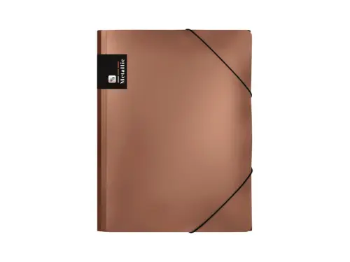 Mapa tříklopá s gumou Metallic měděná