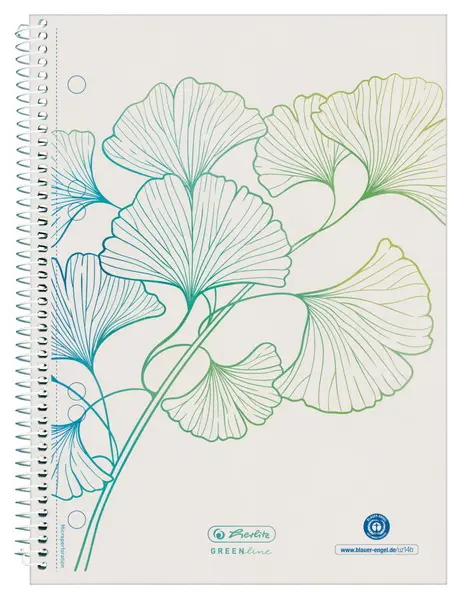 Blok spirálový GREENline ginkgo A5 čtverečkovaný 70 listů