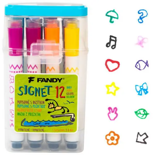 Popisovač Signet s razítkem 12 barev