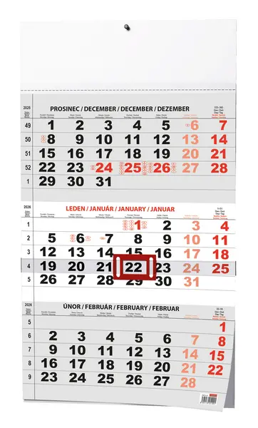 Kalendář nástěnný tříměsíční - A3 (s mezinárodními svátky) - černý