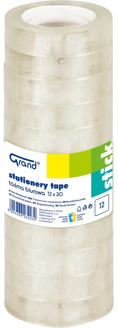 Páska lepicí 12 mm x 30 m věž 12 ks