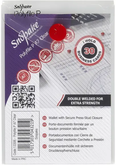 Obálka A7 s drukem Snopake čirá na výšku