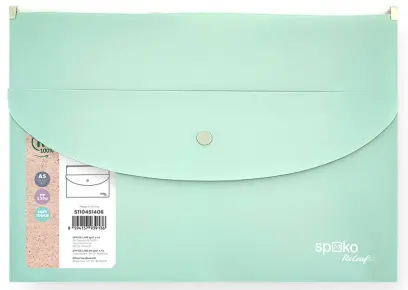 Obálka se zipem a kapsa s drukem ReLeaf, A5, PP, SoftTouch, zelená