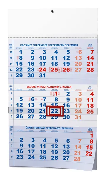 Kalendář nástěnný tříměsíční - A3 (s mezinárodními svátky) - modrý