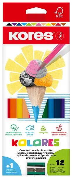 Pastelky 12 trojhranné Kores