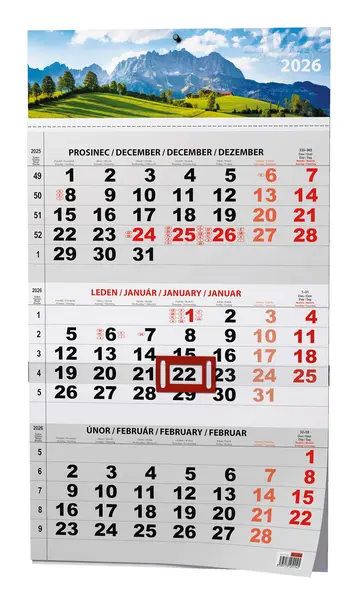 Kalendář nástěnný tříměsíční - A3 (s mezinárodními svátky) - černý - Příroda