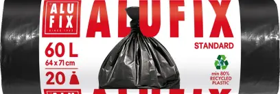 Odpadkové pytle Alufix 60 l, 64 x 71 cm, 15 mic., 20 ks v bal, HDPE