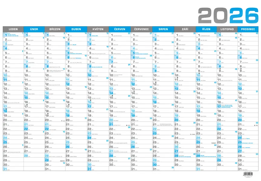 Kalendář nástěnný roční B1 - modrý