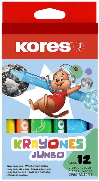 Pastelky voskové 12 trojhranné Jumbo Kores