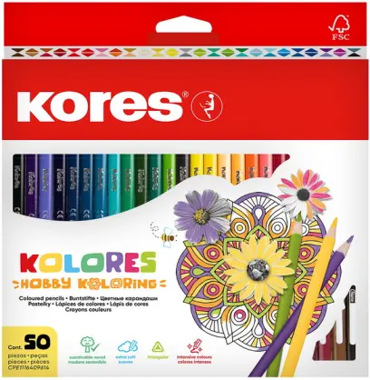 Pastelky 50 trojhranné Mandalas Kores