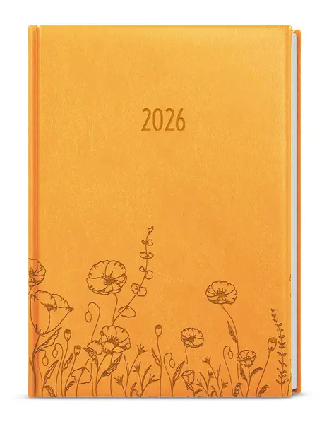 Diář týdenní - Oskar - Vivella s ražbou - A5 - okrová - Kytky