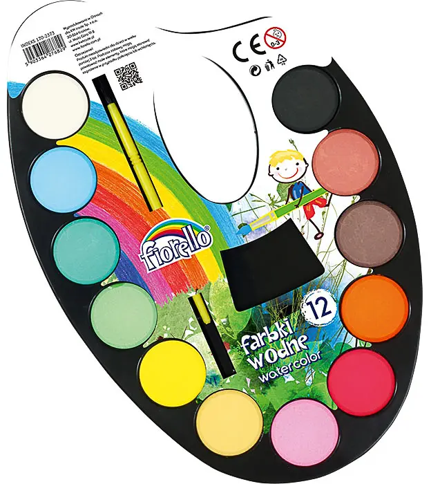 Barvy vodové 12 barev paleta