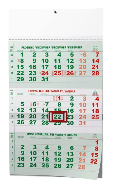 Kalendář nástěnný tříměsíční - A3 (s mezinárodními svátky) - zelený