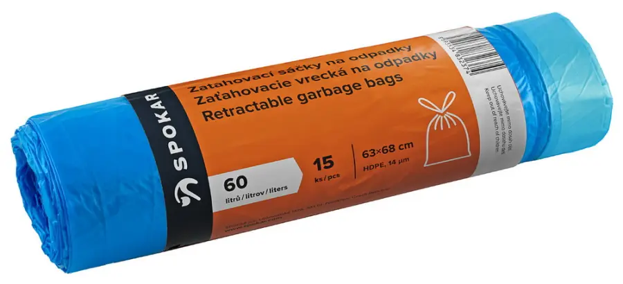 Pytle odpadkové zatahovací SPOKAR 60L, role 15 ks