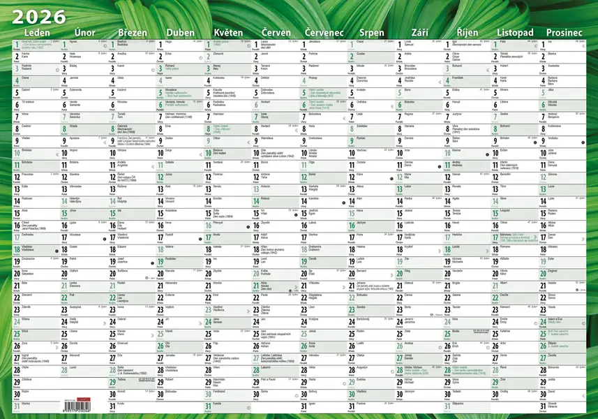 Kalendář nástěnný roční (600x420 mm) - Listy