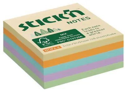 Samolepicí bloček FSC 51 x 51 mm 240 ks pastelový luční mix