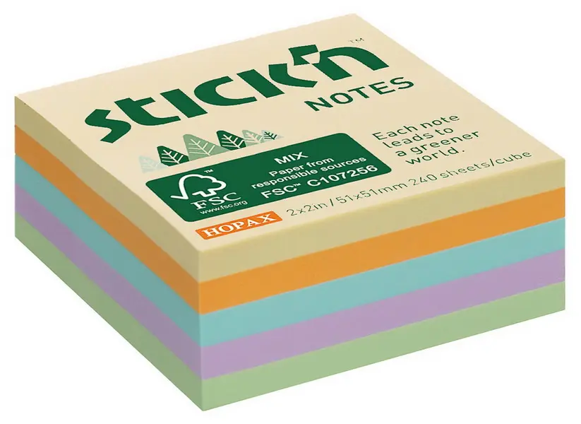 Samolepicí bloček FSC 51 x 51 mm 240 ks pastelový luční mix