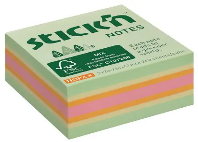 Samolepicí bloček FSC 51 x 51 mm 240 ks pastelový lesní mix