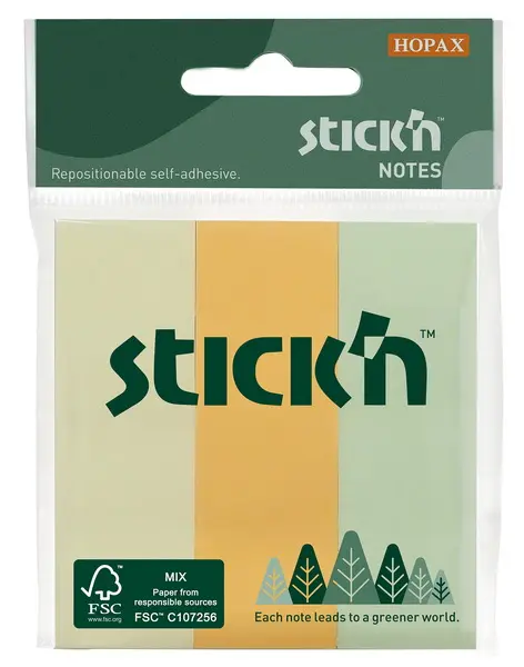 Záložky samolepicí papírové FSC 76 x 25 mm 3 x 50 ks pastelový mix