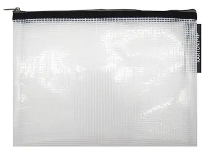 Obálka se zipem síťovaná A5 transparentní s černým lemem