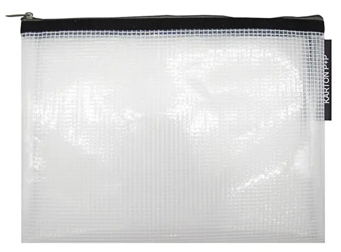 Obálka se zipem síťovaná A5 transparentní s černým lemem